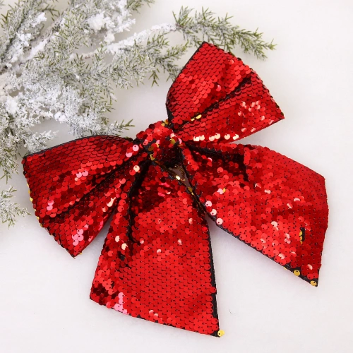 Бант на ёлку "Сияние" 20*22 см, Красный