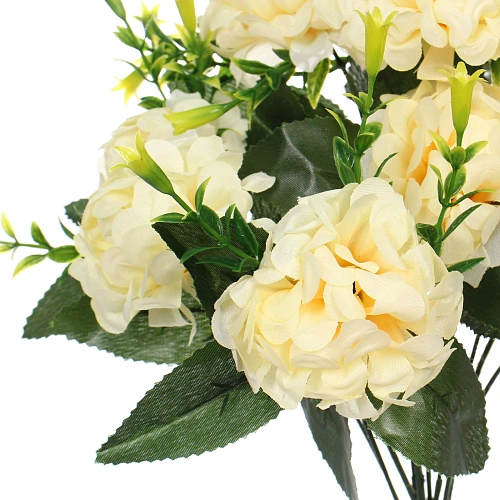 Искусственные цветы Цветочная мелодия Гортензии 40см 10 цветков персиковые_5