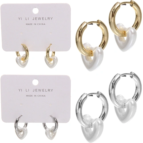 Серьги из гиппоалергенного металла со стразами "ПАЛУМНА", сердечки, цвет золото и серебро, 2,5см