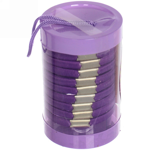 Резинки для волос в тубе 9шт Кокетка - Классика, однотонные, цвет фиолетовый, d-5 см_4