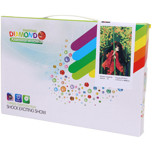 Алмазная мозаика на подрамнике с полным заполнением МИР ЯРКИХ КРАСОК, Рин Тосака, 2030 см_3