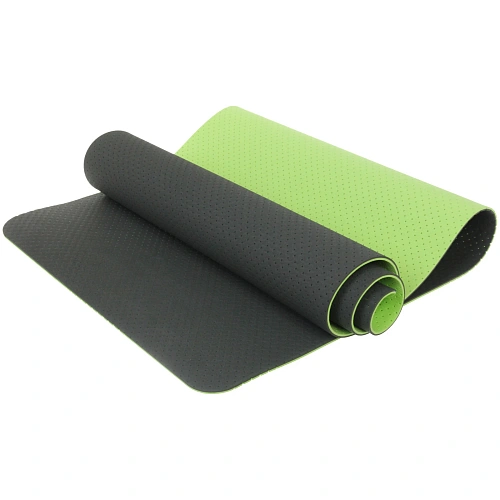 Коврик для йоги 6 мм 183х61 см Sports time перфорированный (ТРЕ), салатовыйсерый_3