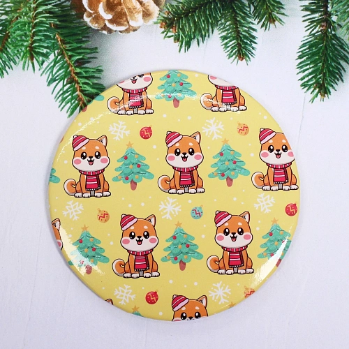 Зеркало косметическое круглое КОЛЛЕКЦИЯ МАРЦИПАН, новогодний малыш, d-7,5см (пакет с подвесом)_6