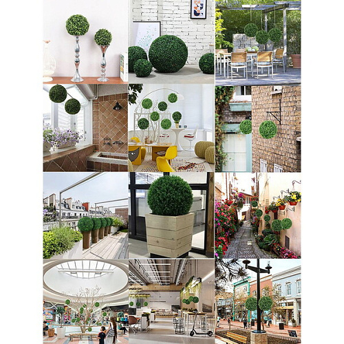 Искусственное растение шар Самшит темно-зеленый D-16см Ultramarine_8