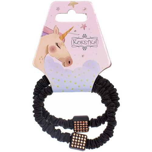 Резинки для волос 2шт КИРА, квадратики, микс 5 цветов, d-5см (подвес Единорог)_7