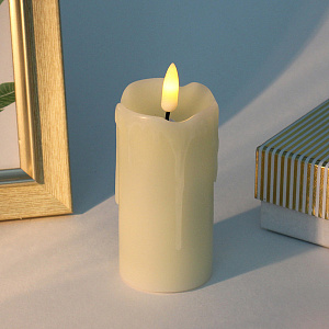 Сувенир с подсветкой "Свеча восковая - Сияние" 5*10 см - облита воском (работает от батареек 2 АА)