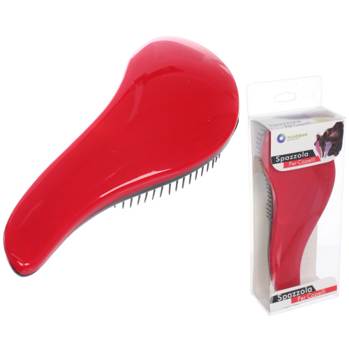 Расческа массажная "Компактная-капля", цвет красный, в коробке, 18см