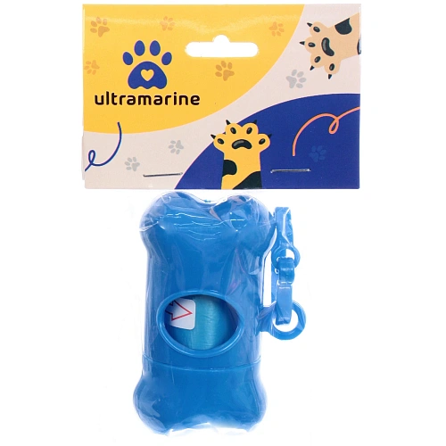 Контейнер с пакетами для уборки за собакой с карабином,цвет голубой Ultramarine_6