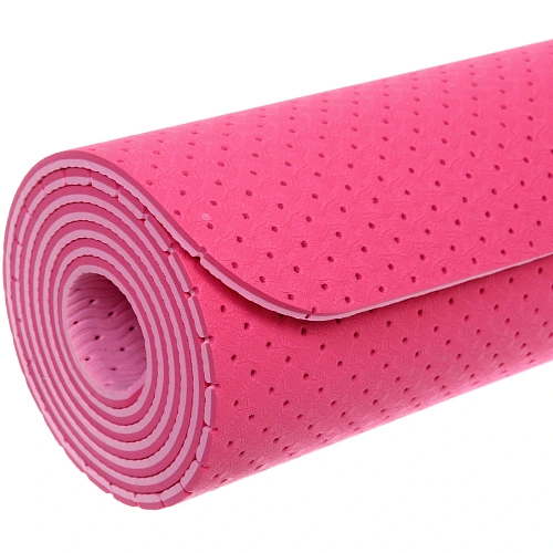 Коврик для йоги 6 мм 183х61 см Sports time перфорированный (ТРЕ), сврозовыйрозовый_10
