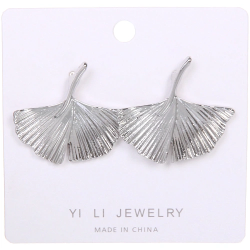 Серьги ЭЛЛОДИ, листики, цвет золото и серебро, 2,82,5см_8