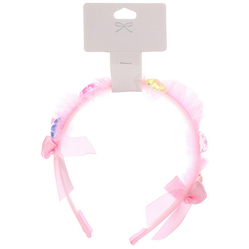 Ободок для волос детский БАМБИ БУМ, цветочки, цвет розовый, лавандовый и голубой, 15см_6
