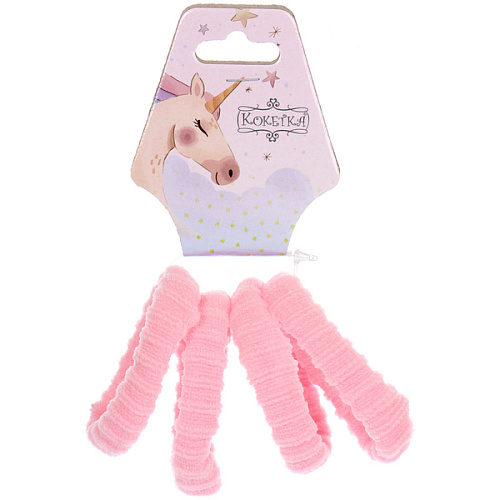 Резинки для волос детские 4шт "Raili fashion", цвет нежно-розовый, d-4см (подвес единорог)