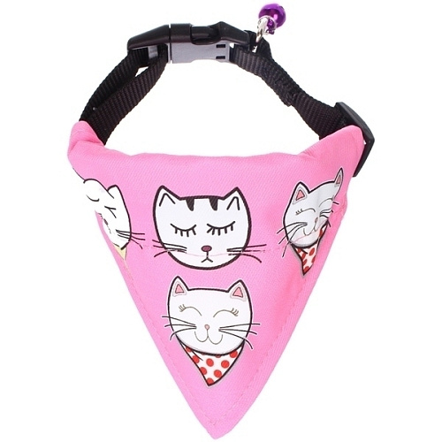 Ошейник с банданой и колокольчиком для кошек и собак мелких пород Стильный БРО, цвет розовый, рS1611см (лейбл)_3