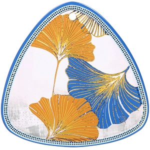 Подставка керамическая 19,5 см "Гинкго" сине-желтые листья