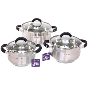 Набор посуды из нержавеющей стали VICALINA 3 предмета (3 кастрюли 2,1л, 2,9л, 3,9л) VL-811