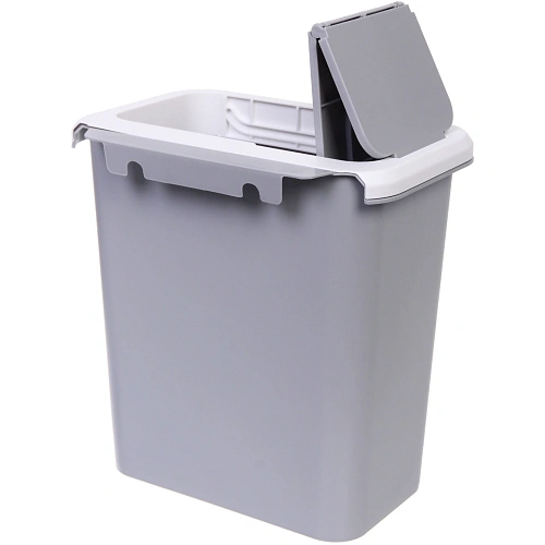 Корзина для мусора подвесная 27х19х28 серая с крышкой_9