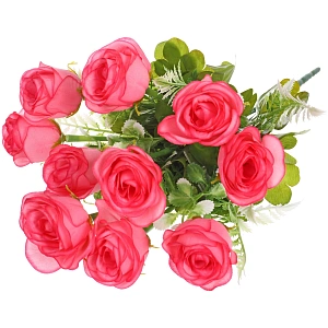 Искусственные цветы "Розовый букет" 42см 10 цветков темно-розовые