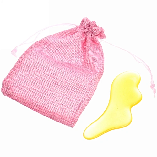 Массажер для лица и шеи декольте Лопатка Gua sha, волна, цвет кораловый, в холщевом мешочке,104см16,9гр_5