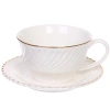 Чайная пара "Верона" (кружка 230мл, блюдце) белая с золотой каймой