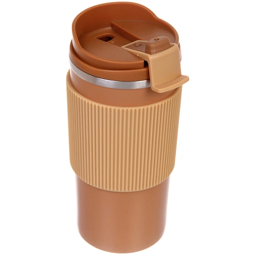 Термокружка 450мл Стиль с силиконовой вставкой, цвет горчичный_3