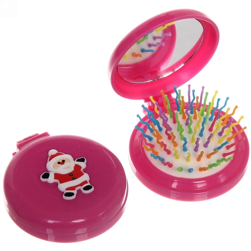 Расчёска массажная складная с зеркалом Новогодний Леденец, цвет микс, d-6см_6