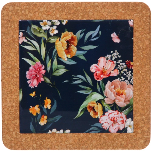 Подставка керамическая 19*19см "Цветочное настроение" черная