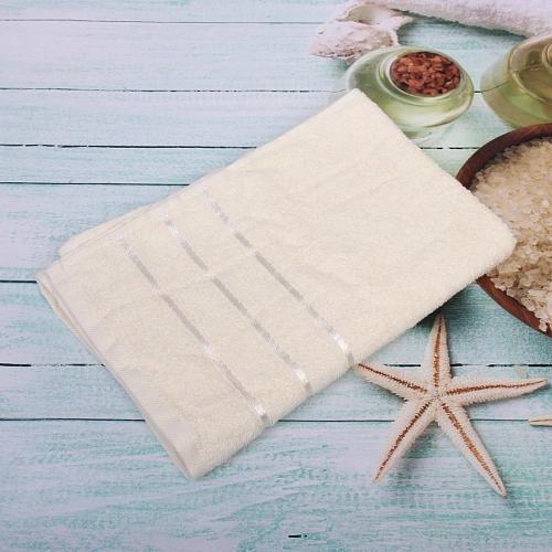 Полотенце махровое 70140см LUNA цвет бежевый 01020 плотность 360грм2 с петелькой-подвесом_10