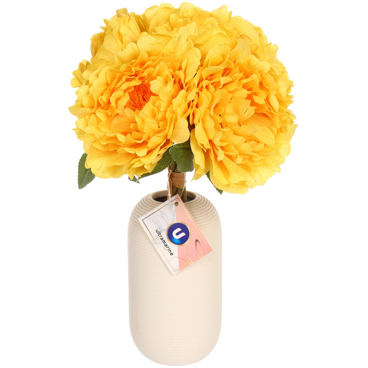 Искусственные цветы "Пионы" 28см букет 6 шт желтые