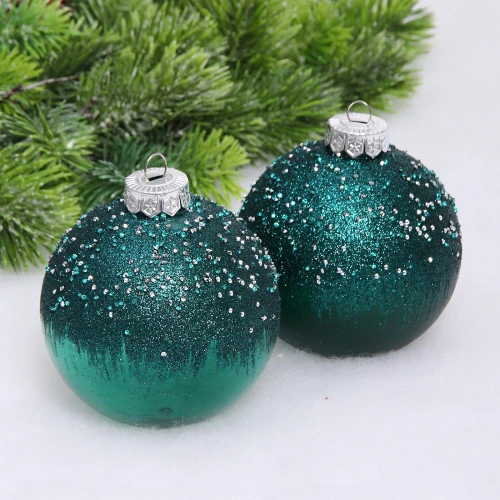 Набор шаров "Сказочная полночь" 10 см (в наборе 2 шт), Изумруд