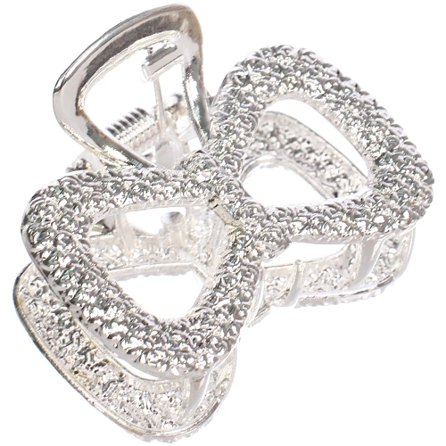 Заколка - краб для волос на блистере КАСКАДА, бантик, цвет золото и серебро, 254см (пакет с подвесом)_5