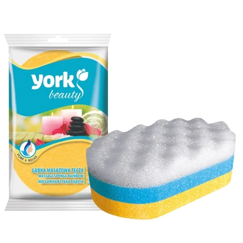 Губка для тела массажная YORK Радуга 14,5*9,5*5 см