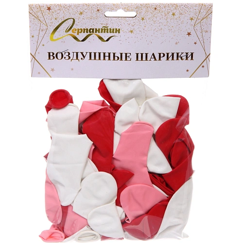 Воздушные шарыСердце 1025 см (набор 50 шт), белыйрозовыйкрасный_6