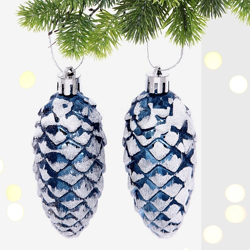 Ёлочные игрушки Таинственное очарование Шишки 9 см (набор 2шт), сапфир_15