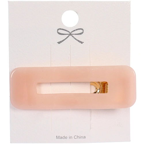 Зажим для волос "ЛАВИТА", прямоугольник, цвет пудровый, 6,7*2,3см (белый блистер)