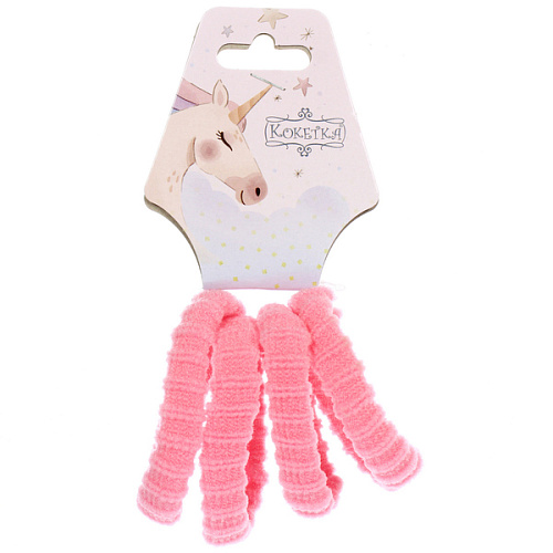 Резинки для волос детские 4шт "Raili fashion", цвет розовый, d-4см (подвес единорог)