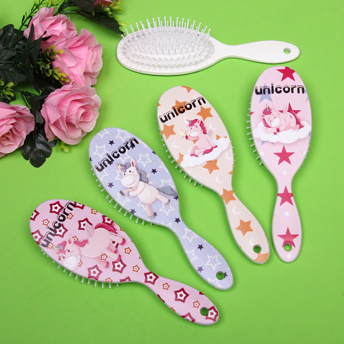 Расчёска массажная Stylish hair - Единорожки, микс 4 вида, овал, 227 см_4