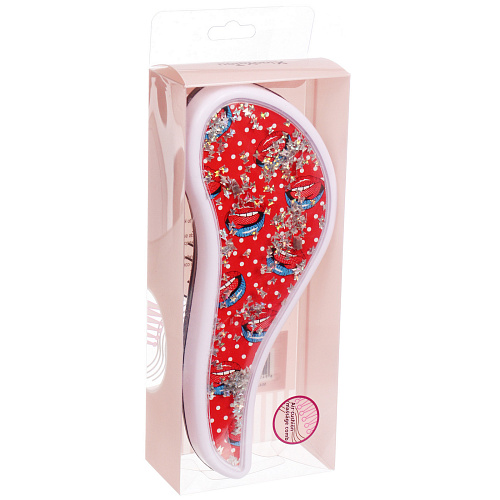 Расческа массажная компактная КАЛИСТО, блестки, микс 4 дизайна, 187,5см (PVC коробка)_4