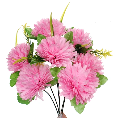 Искусственные цветы Цветочная мелодия Хризантемы 40см 7 цветков розовые_4