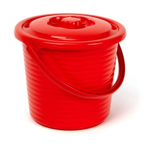 Ведро пищевое с крышкой рифленое RUNIS 9 л, пластик, красный