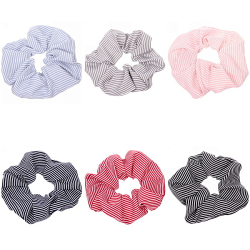 Резинка для волос Collection School, принт полоска, микс 6 цветов, d-10см_12