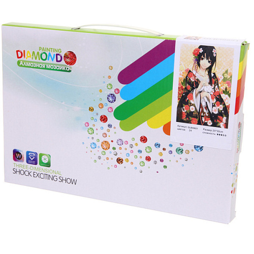 Алмазная мозаика на подрамнике с полным заполнением МИР ЯРКИХ КРАСОК, китайская красавица, 2030 см_3