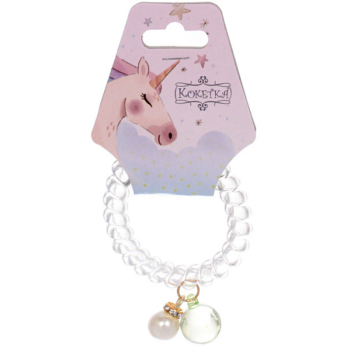 Резинка для волос силиконовая Salon Bon Bon, жемчуг, микс 5 цветов, d-5,5см, ( подвес единорог)_7