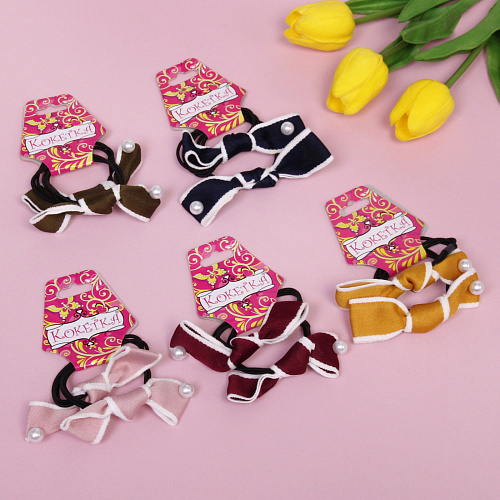 Резинки для волос 2шт New series - Классика, микс 5 цветов, d-6см_3