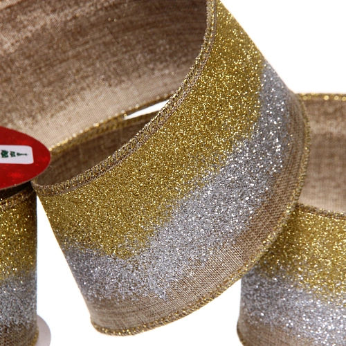 Лента для декорирования Лунное сияние  6,3 см, 2,7 м, Сереброшампань_3