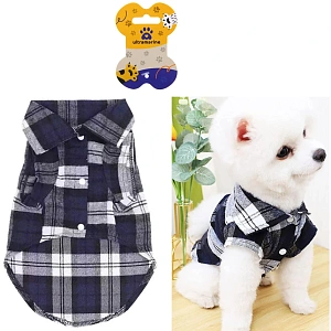 Кофта - рубашка фланелевая для мелких пород собак и кошек "BRO Style", цвет синий, р M