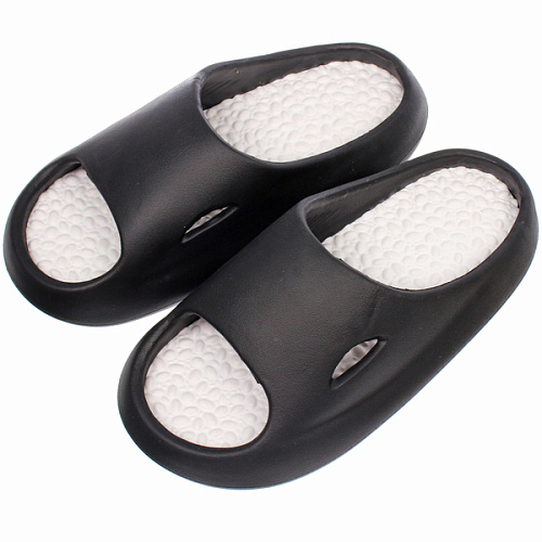 Шлепанцы женские "RELAX", цвет черный, белая стелька, р-р 40-41