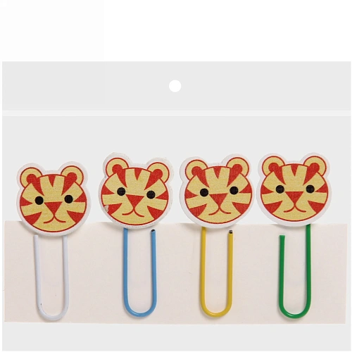 Скрепки для бумаги 4шт Тигрёнок 5 см_6