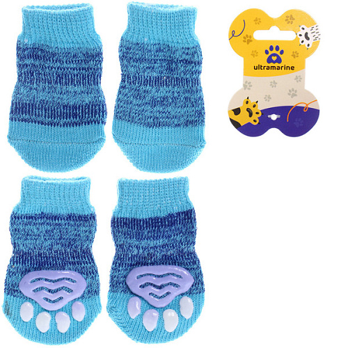 Носочки для животных "LAPUSIK", однотонные, цвет синий, размер s, 2,5см