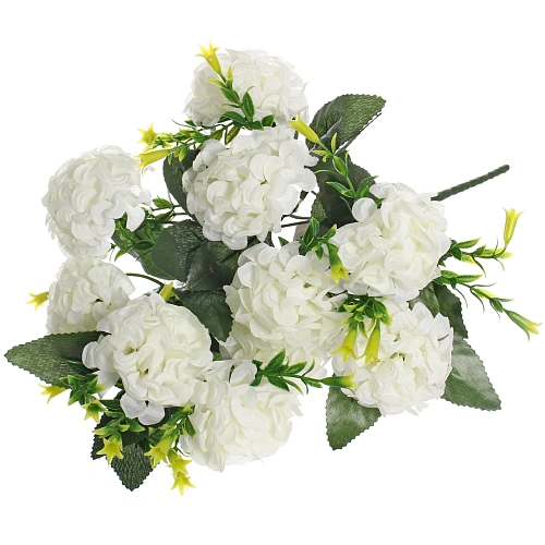 Искусственные цветы "Цветочная мелодия" Гортензии 40см 10 цветков белые