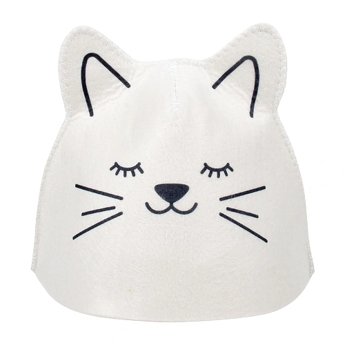 Шапка банная детская классическая «Котёнок», цвет белый